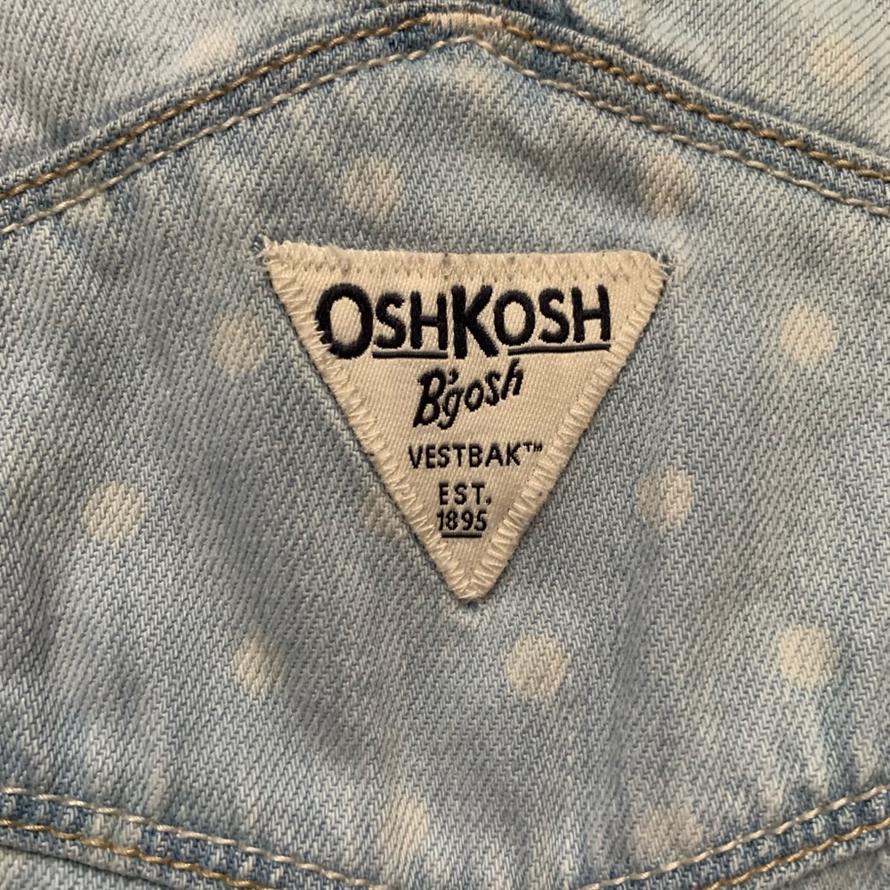 OshKosh B’gosh Infant Baby Polka Dotted Denim Overalls - Picture 9 of 13